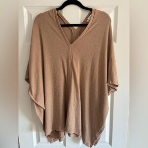 🟢CHERISH. Tan ponch style sweater. Double V front and back. Size large.